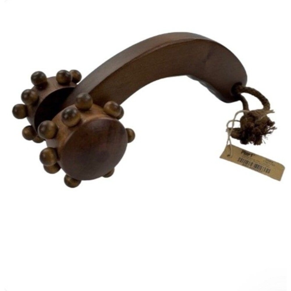 Pier 1 Wood Handheld Massage Roller Boho Retro Spa Tool Vintage Look